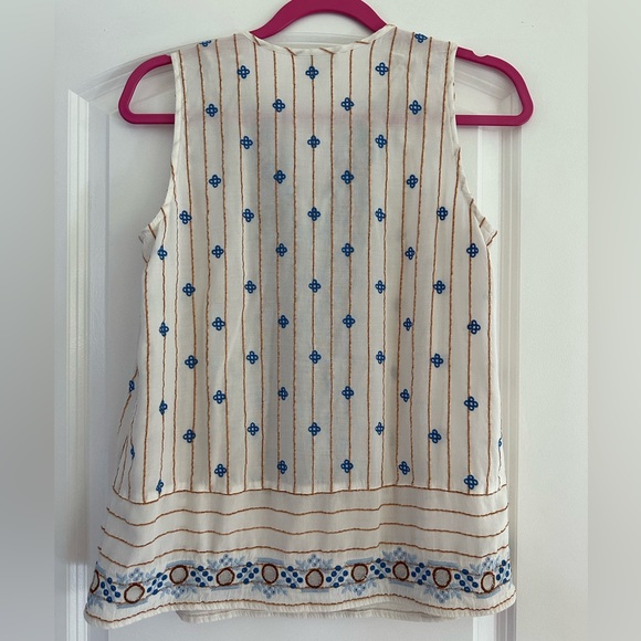 J. JILL “Lilah” Embroidered Sleeveless Tank Blouse V-Neck Boho Tasseles - Picture 5 of 14